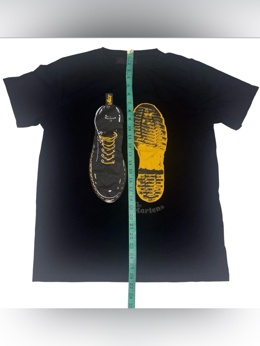 Vintage Dr. Martens Black Tee with Yellow Boot Graphic Young Adult Men's M - Picture 10 of 12